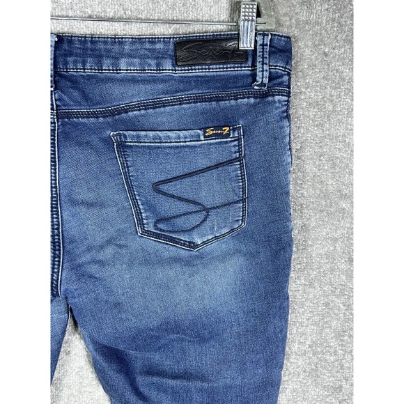 Seven7 Skinny Easy Fit Jeans Womens Size 12 Stretch Distressed Blue Denim - Picture 9 of 16